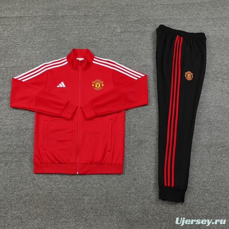 24/25 Manchester United Red Full Zipper Jacket +Long Pants