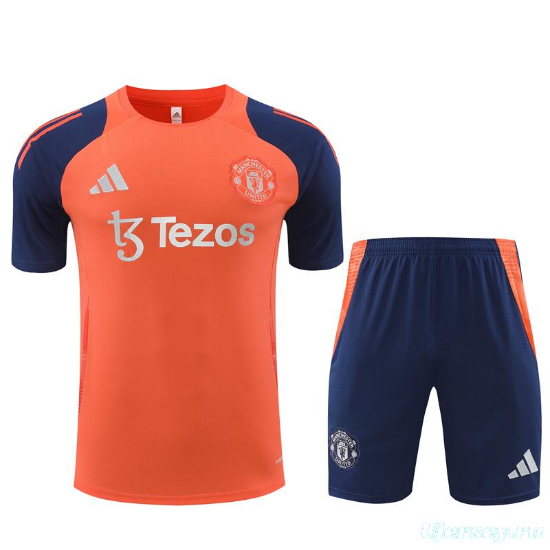 24/25 Manchester United Orange Short Sleeve Jersey+Shorts