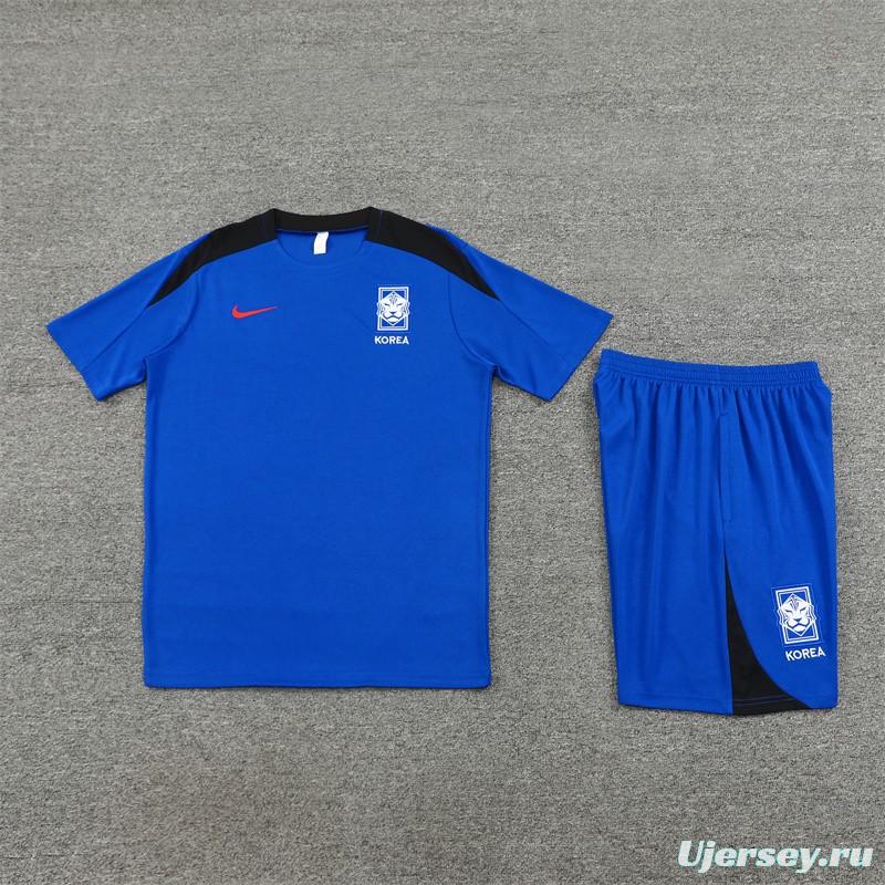 2024 South Korea Blue Short Sleeve Jersey+Shorts