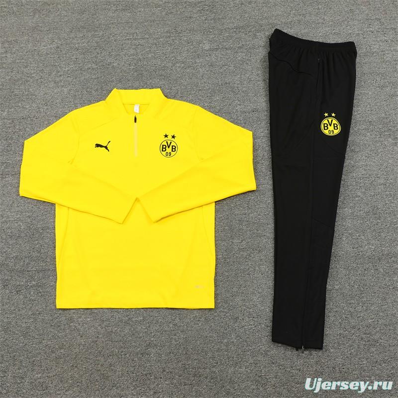 24/25 Borussia Dortmund Yellow Half Zipper Jacket+Long Pants