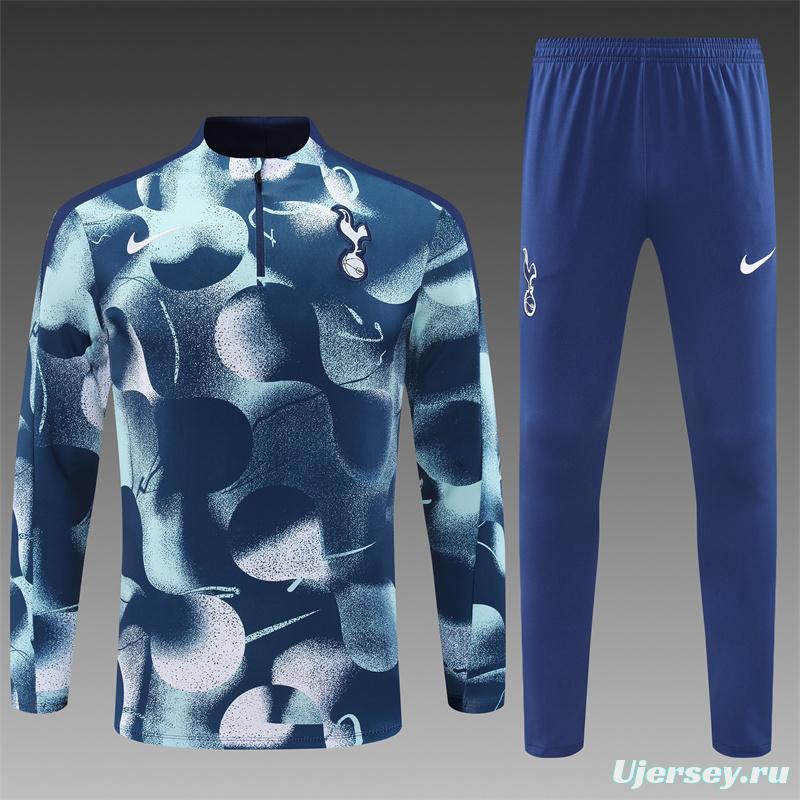 24/25 Tottenham Hotspur Blue Camouflage Half Zipper Jacket+Long Pants