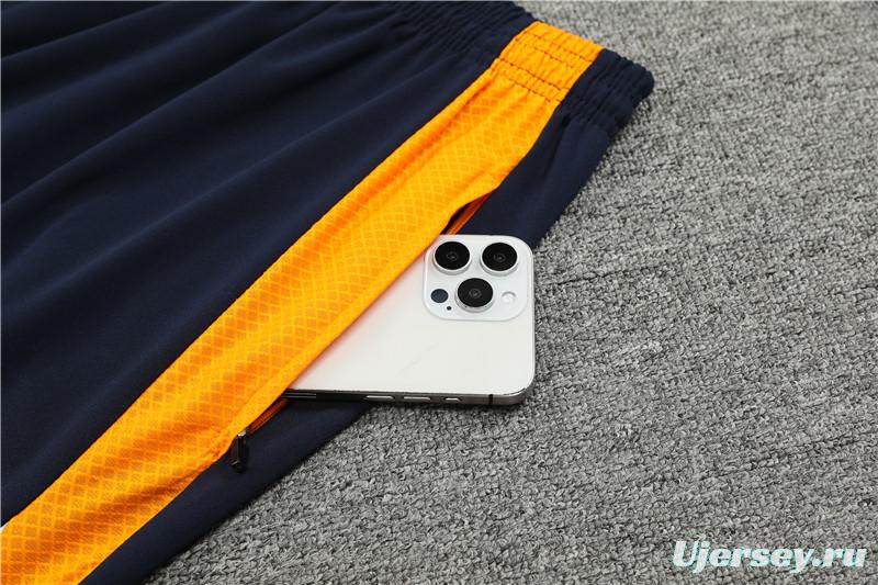 24/25 Real Madrid Light Blue/Navy/Orange Half Zipper Jacket+Long Pants