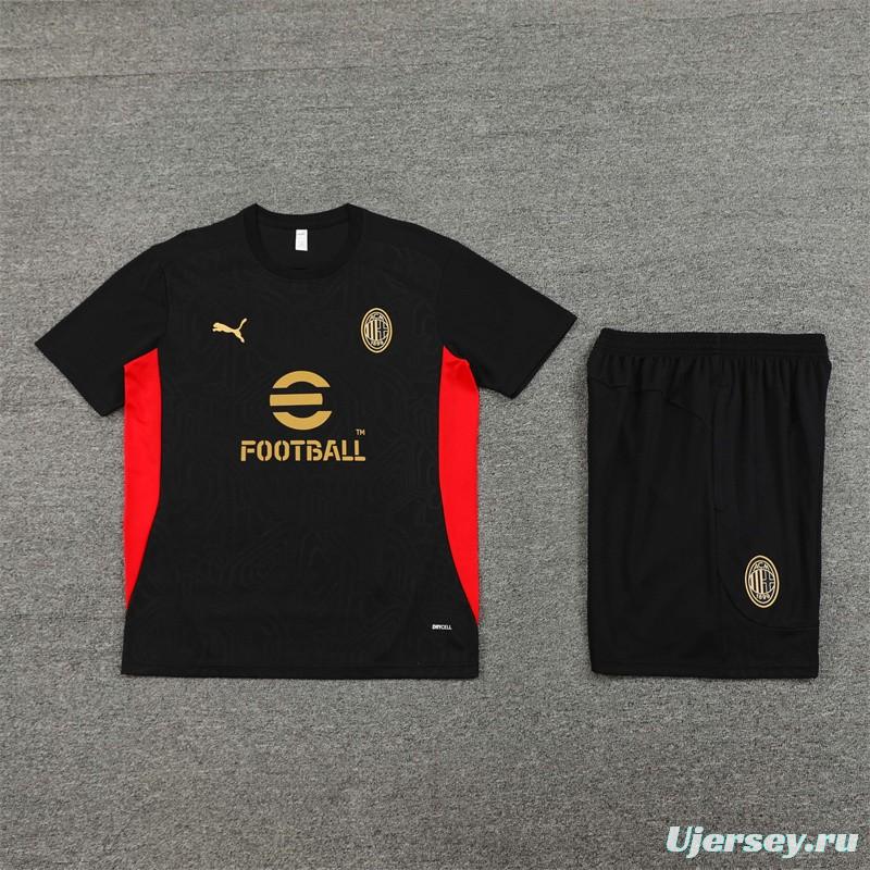 24/25 AC Milan Black Short Sleeve Jersey+Shorts