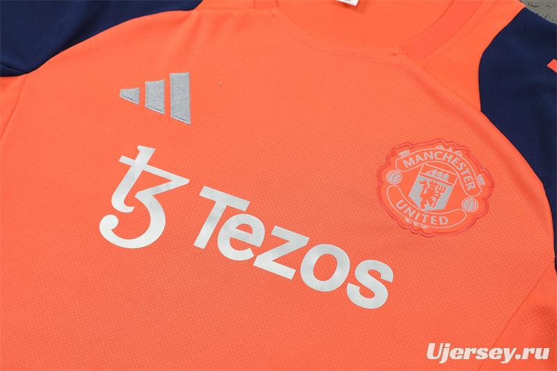 24/25 Manchester United Orange Short Sleeve Jersey+Shorts