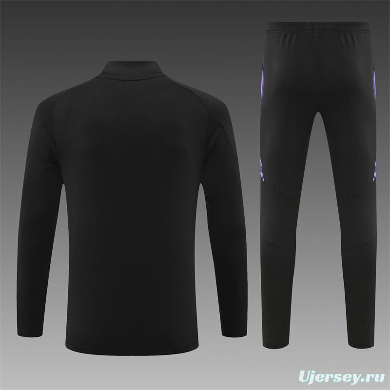 2024 Germany Black Half Zipper Jacket+Long Pants