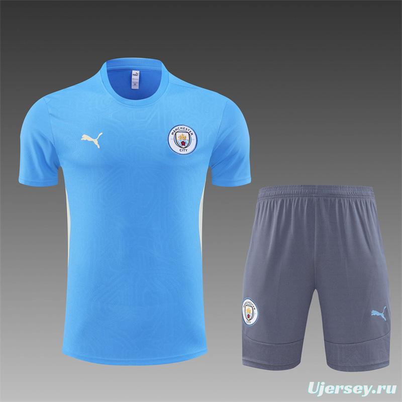 24/25 Manchester City Sky Blue Short Sleeve Jersey+Shorts