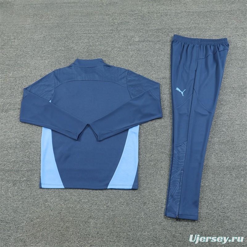 24/25 Manchester City Blue Half Zipper Jacket+Long Pants