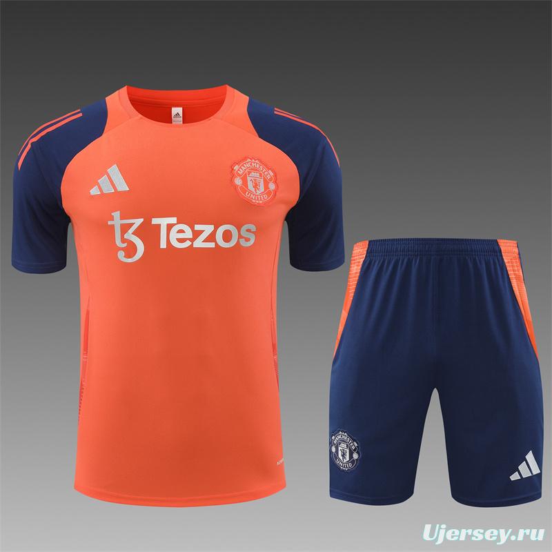 24/25 Manchester United Orange Short Sleeve Jersey+Shorts