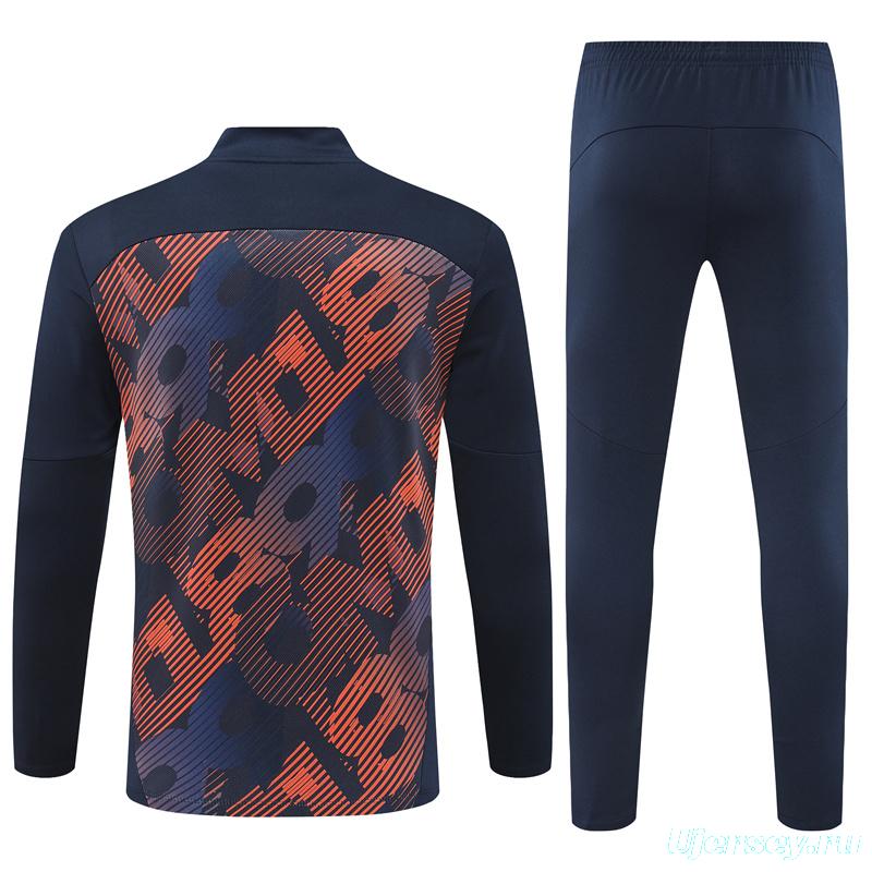 24/25 Olympique Marseille Navy Mixed Color Half Zipper Jacket+Long Pants