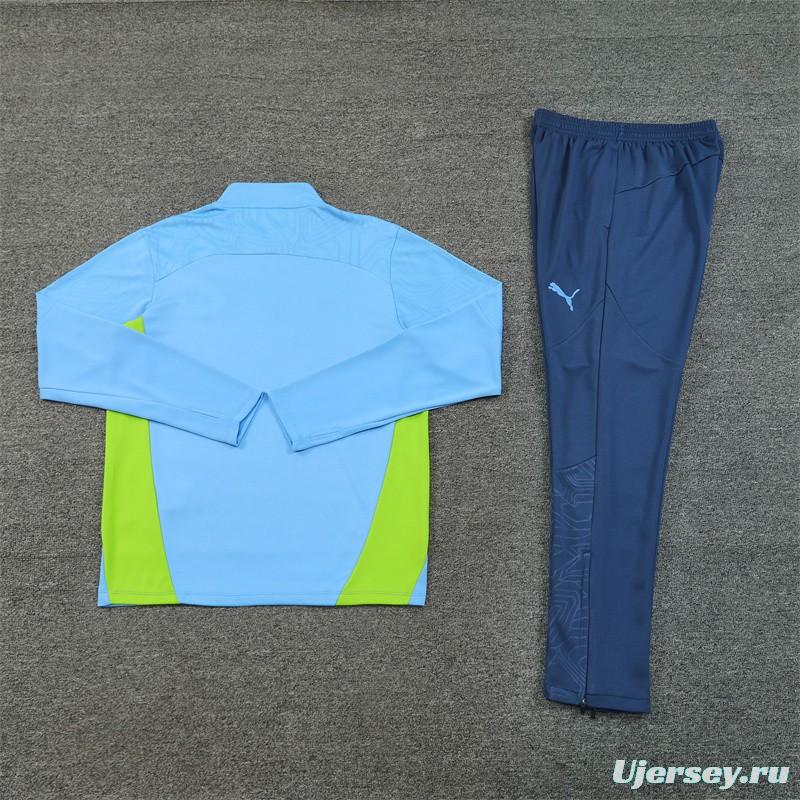 24/25 Manchester City Sky Blue Half Zipper Jacket+Long Pants