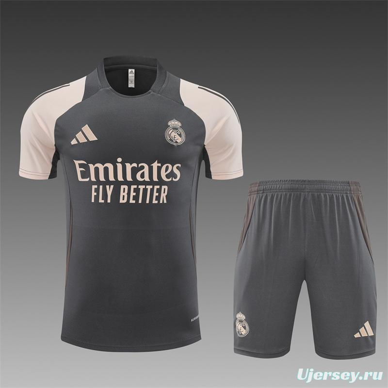 24/25 Real Madrid Black/Pink Short Sleeve Jersey+Shorts