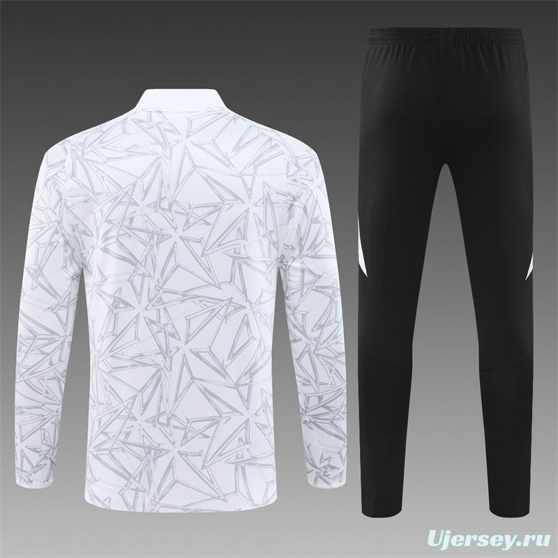 24/25 Real Madrid White Special Half Zipper Jacket+Long Pants