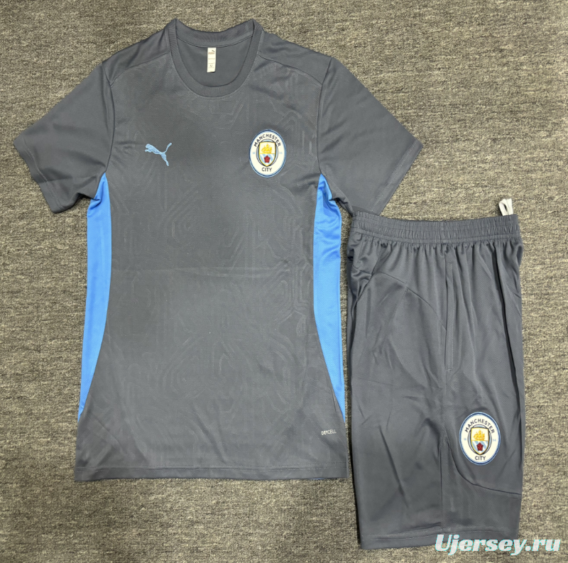 24/25 Kids Manchester City Blue White Short Sleeve Jersey+Shorts