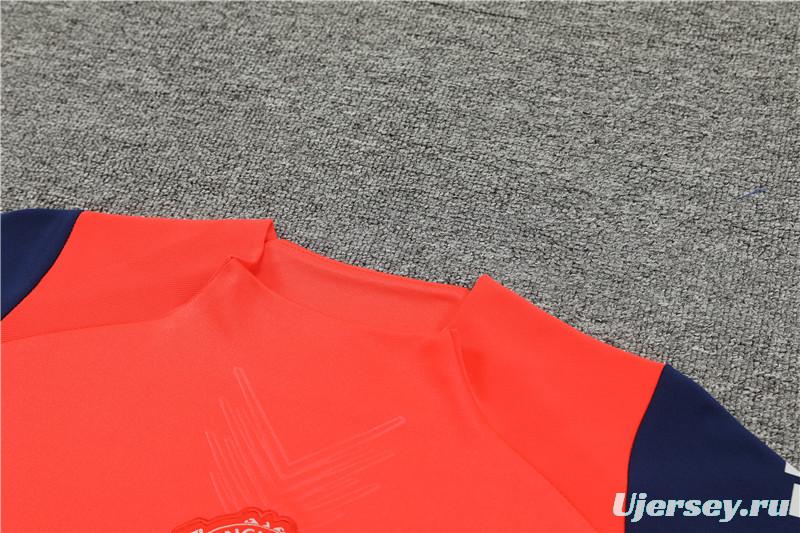 24/25 Manchester United Orange/Navy Half Zipper Jacket+Long Pants