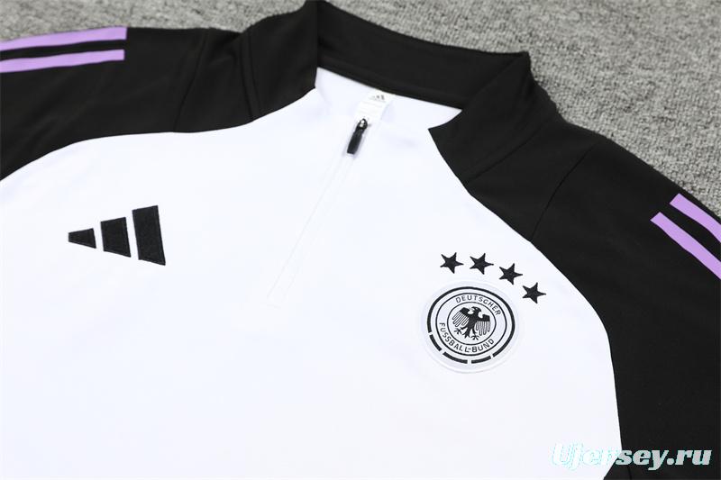 2024 Germany Black/White Half Zipper Jacket+Long Pants