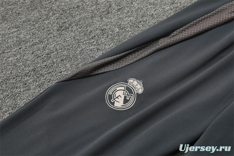 24/25 Real Madrid Khaki Half Zipper Jacket+Long Pants