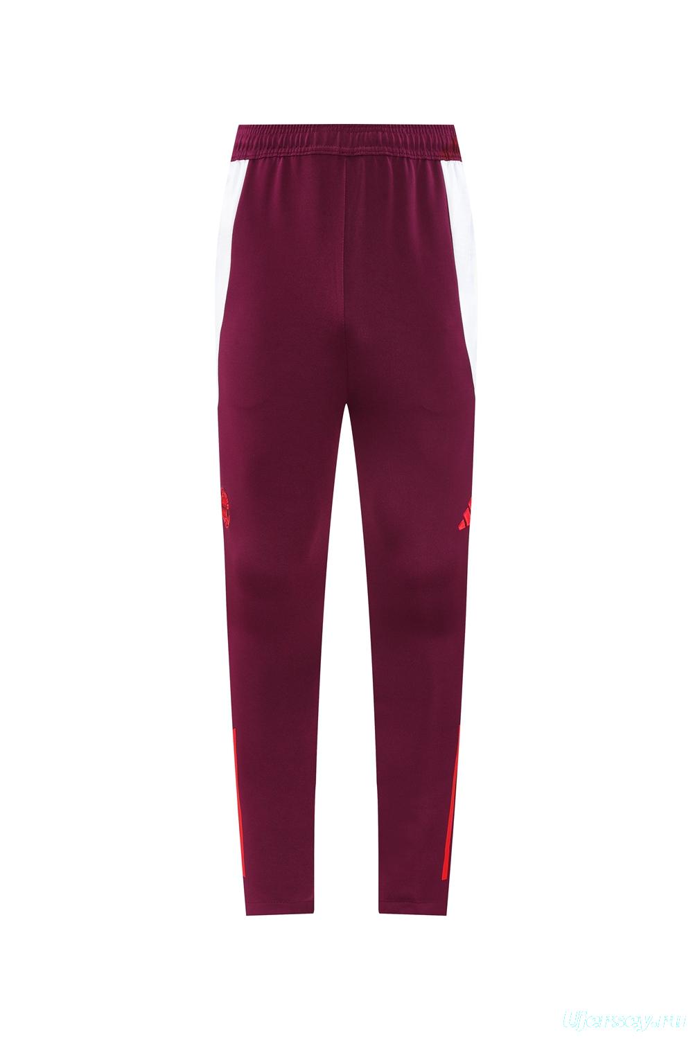 24/25 Bayern Munich Wine Full Zipper Jacket +Long Pants