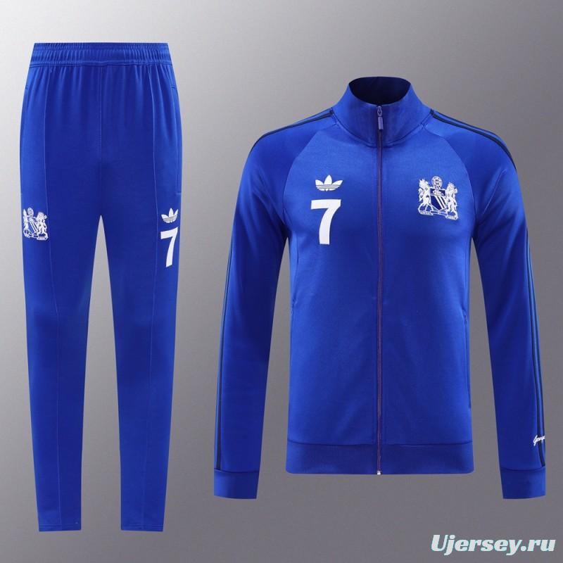 24/25 Manchester United Blue Full Zipper Jacket +Long Pants