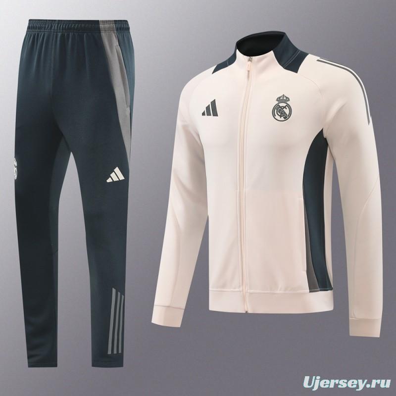 24/25 Real Madrid Pink/Black Full Zipper Jacket +Long Pants
