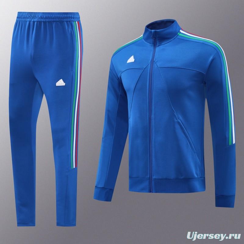 Kids 2024 Adidas Blue Full Zipper Jacket +Long Pants