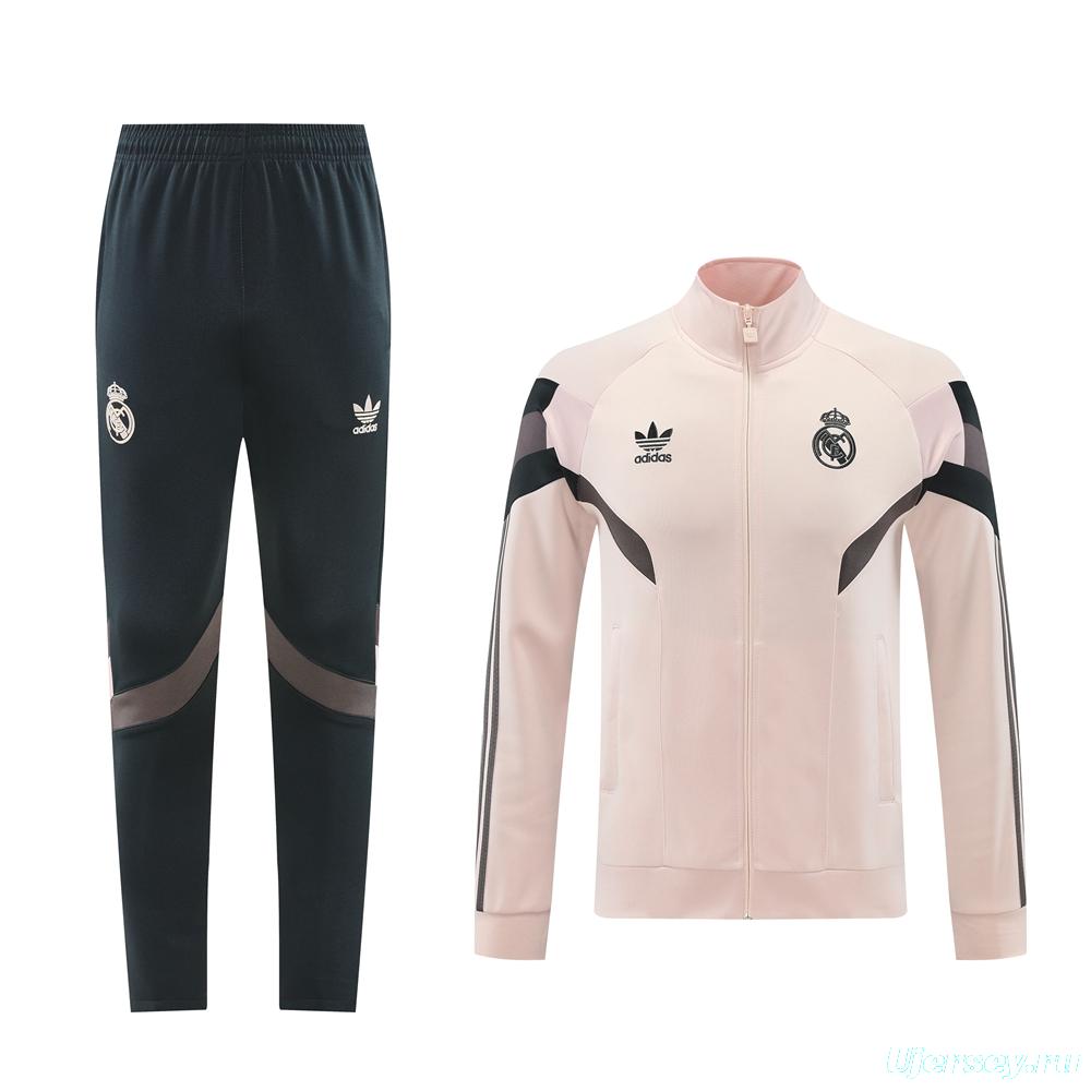 24/25 Real Madrid Light Pink Full Zipper Jacket +Long Pants