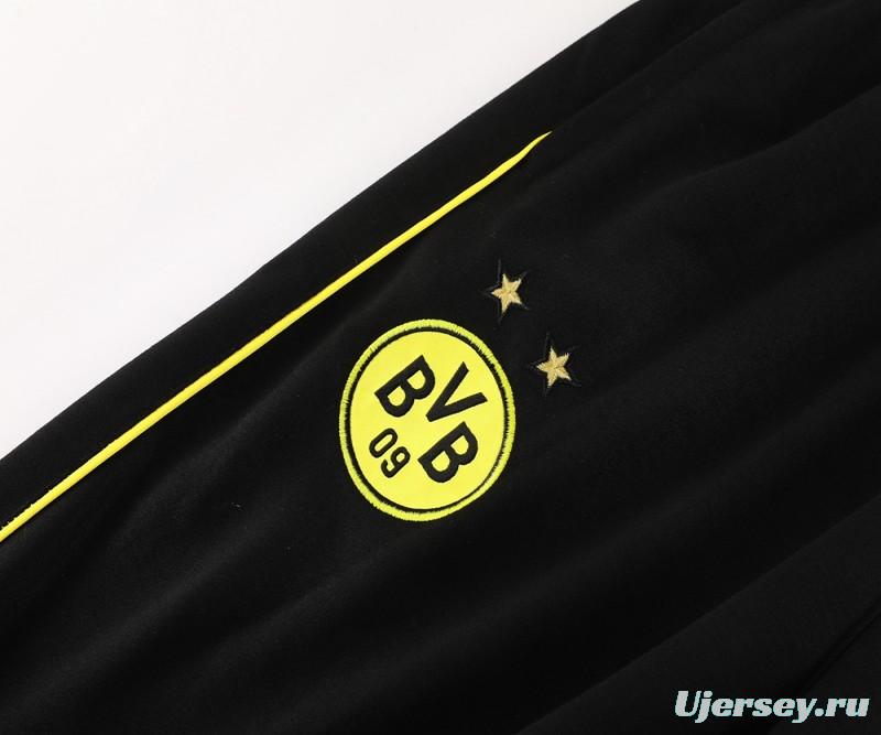 24/25 Borussia Dortmund Black Hoodie Full Zipper Jacket +Long Pants