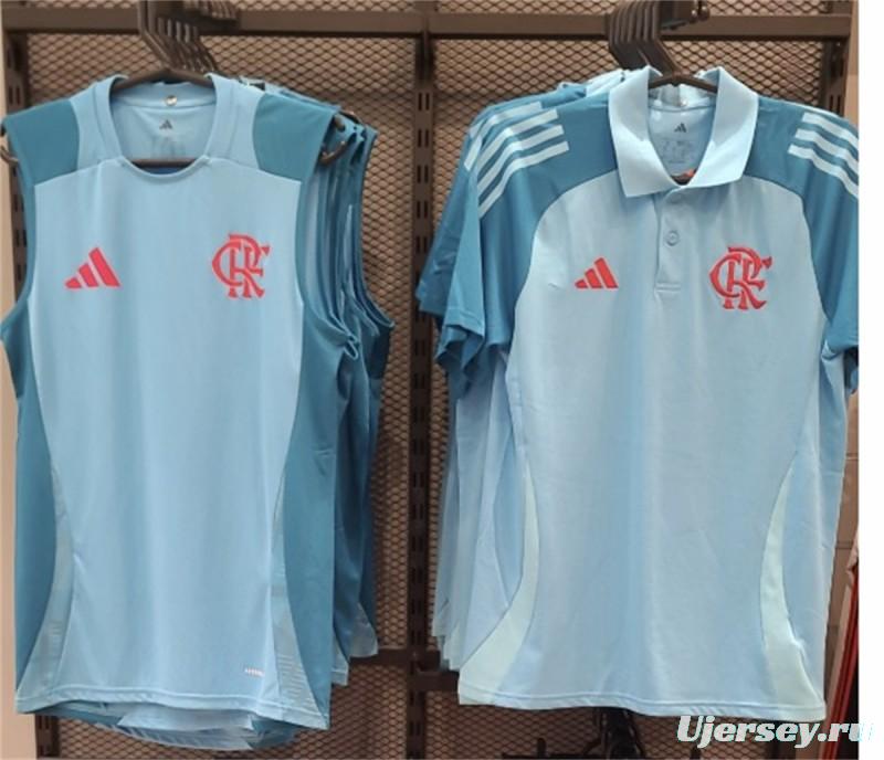25/26 Flamengo Light Blue Polo Jersey S-XXXXL
