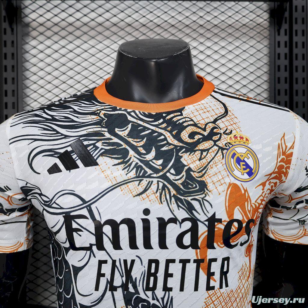 2025/26 Player Version Real Madrid Black And White Dragon Version Jersey