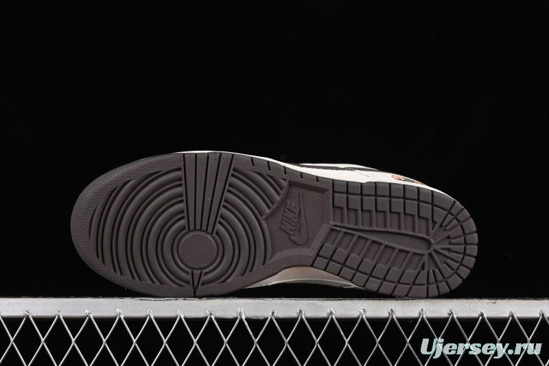 Nike SB Dunk Low Gucci Collaboration - Beige Brown Woven Fabric Anniversary High-End Custom Low-Top Casual Skate Shoes - DQ1098-375