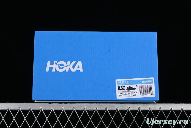 HOKA ONE ONE Bondi 8 Functional Cushioned Running Shoes with Engineered Mesh Upper - 1123202 BBLC