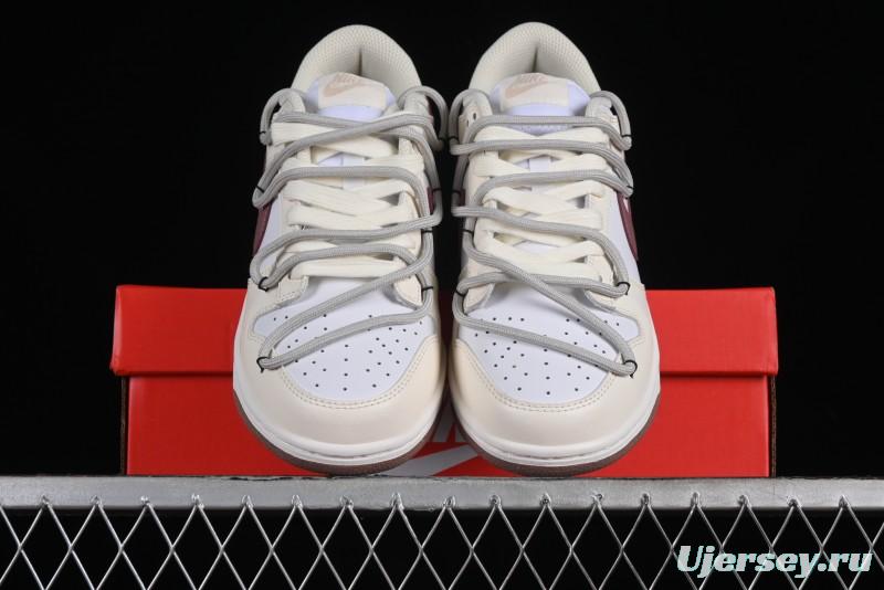 Nike Dunk Low Next Nature SB Lace-Up Low-Top Casual Sneakers in Cream Dark Brown - DD1873-103