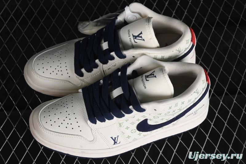 Nike Air Jordan 1 Low LV Collaboration Retro Casual Sneakers in Beige Orange - WG8850-001