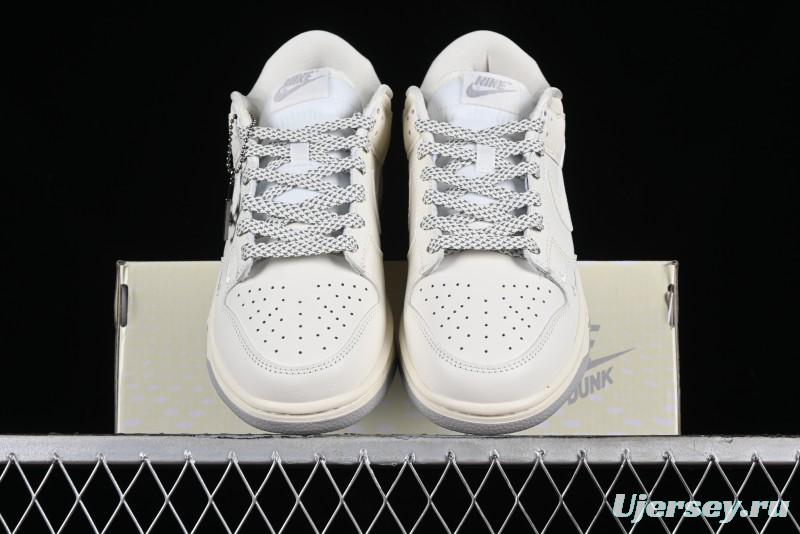 Nike SB Dunk Low LV Collaboration - Double Swoosh Beige Grey Anniversary High-End Custom Low-Top Casual Skate Shoes - FC2025-306