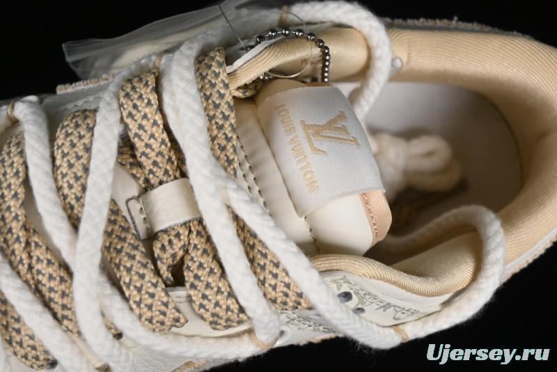 Nike SB Dunk Low LV Collaboration Strap Beige Swoosh Anniversary High-End Custom Low-Top Casual Sneakers - SJ2068-250