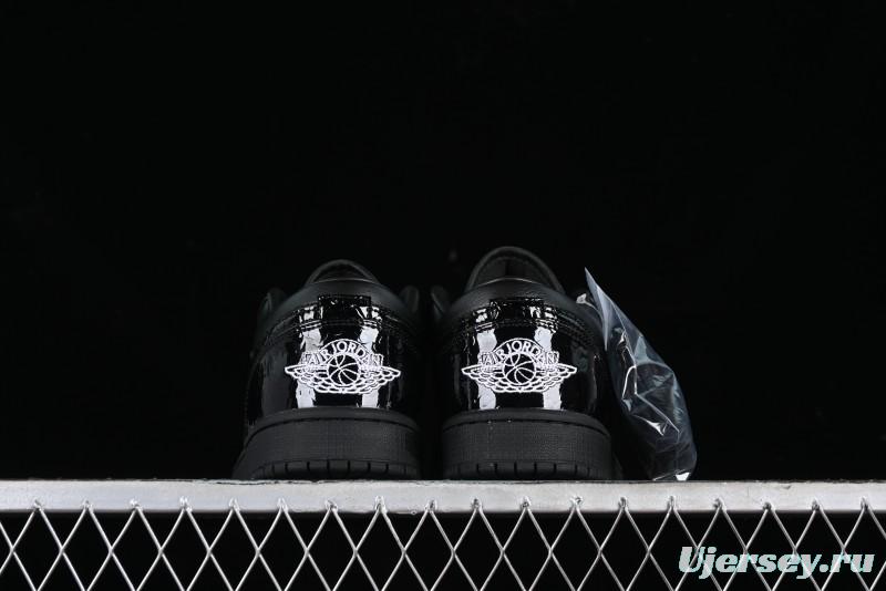 Nike Air Jordan 1 Low "Black Croc" Casual Sneakers with Crocodile-Embossed Leather - HJ7743-010