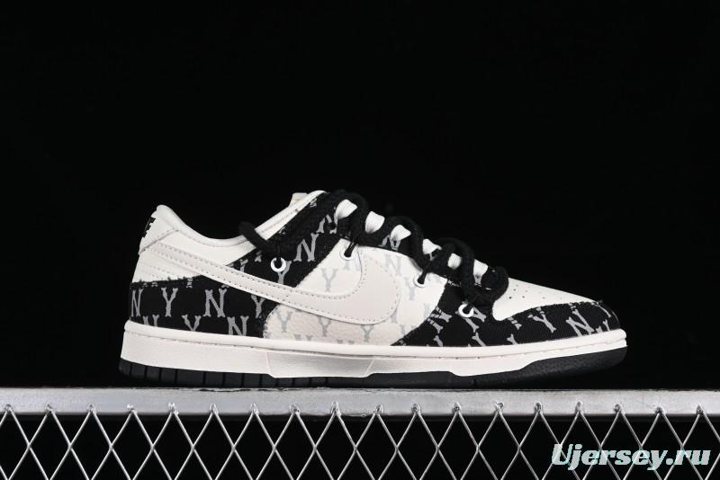 Nike SB Dunk Low MLB Strap Collaboration - Black Denim Print Anniversary Custom Low-Top Casual Sneakers - SJ2068-251