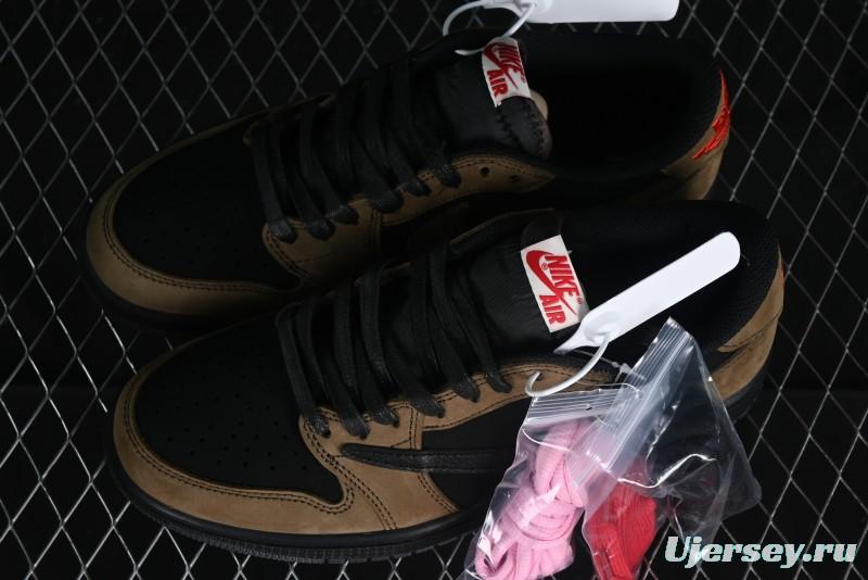 Nike Travis Scott x Air Jordan 1 Low OG AJ1 Reverse Swoosh Sneakers - DM7866-202