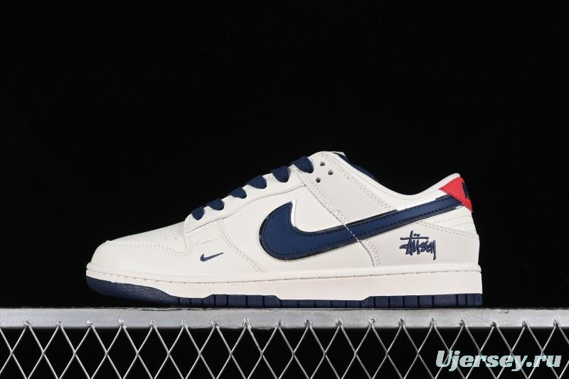 Stussy x Nike SB Dunk Low Anniversary Custom Sneakers with Blue Swoosh - DQ1098-379