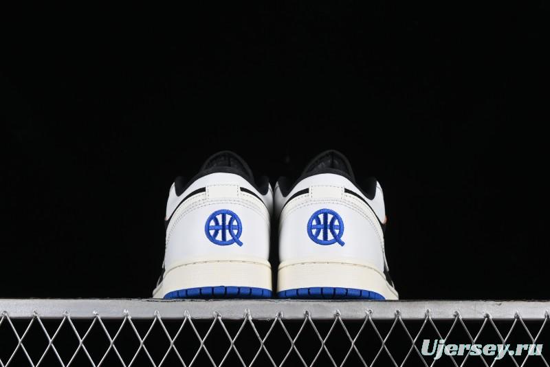 Nike Air Jordan 1 Low "Quai 54" Casual Sneakers in White Black Blue - HQ0764-001