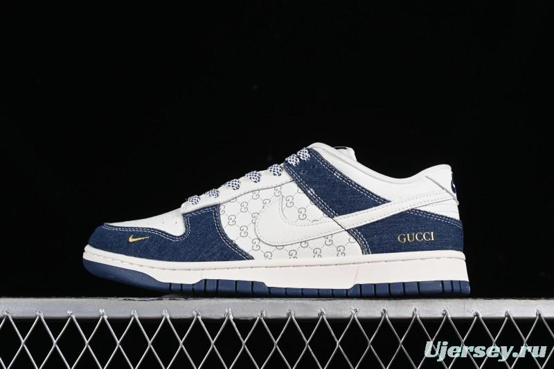 Nike SB Dunk Low Gucci Collaboration - Denim with Light Blue Swoosh Anniversary High-End Custom Low-Top Casual Sneakers - FC1688-141