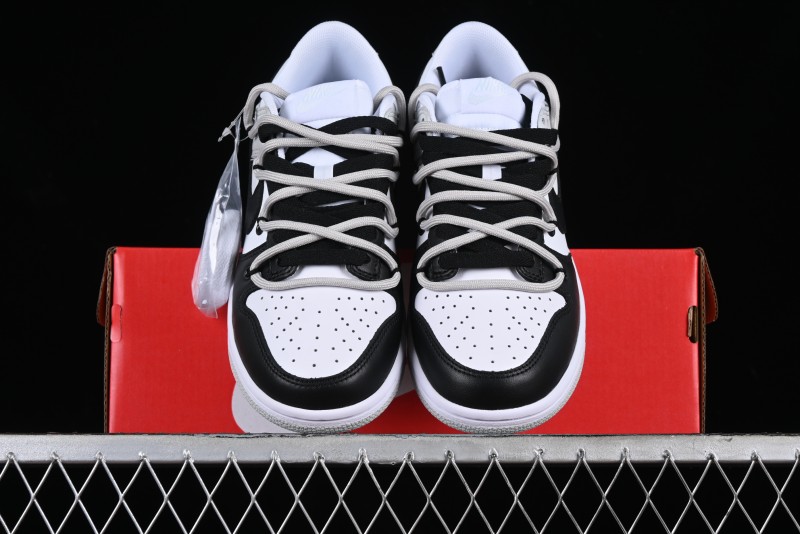 Nike Dunk Low Leather Letter High Street Deconstructed Black Grey SB Strap Low Top Casual Sneakers - DV0831-101