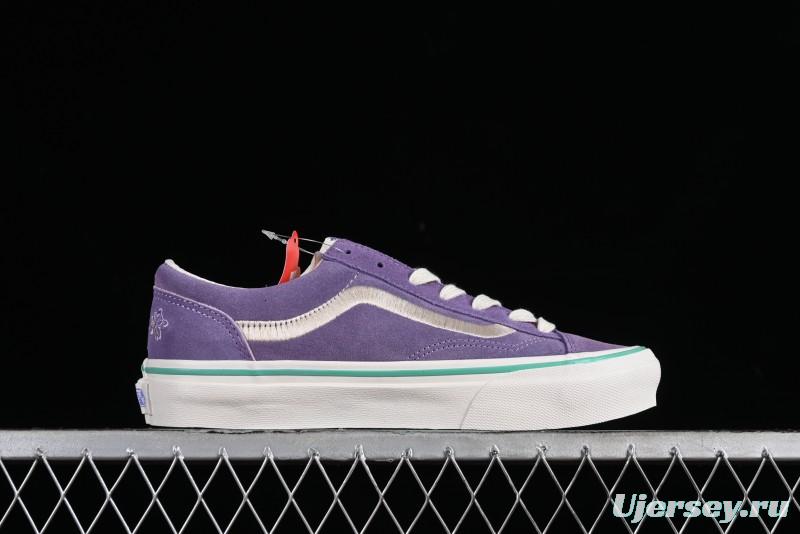 Vans Style 36 Low-Top Skate Shoes with Purple Embroidery - VN000CRPGRN