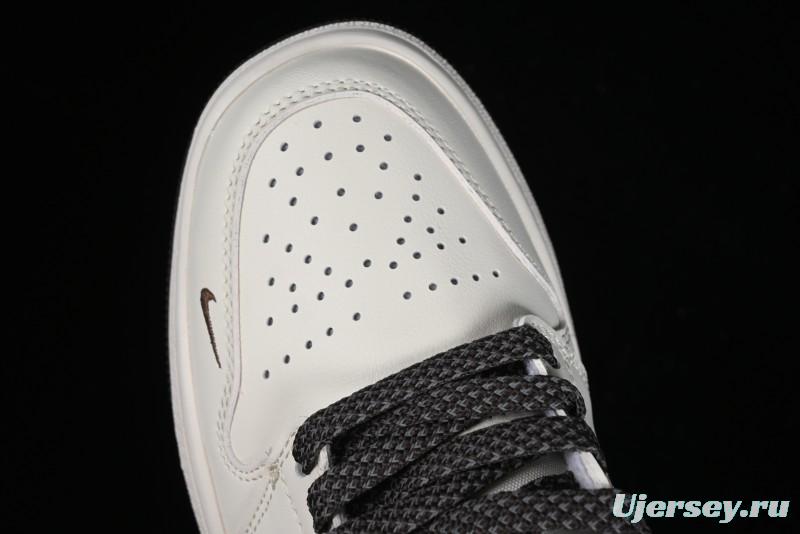 Nike Air Jordan 1 Low LV Collaboration Sneakers - Classic Monogram Swoosh in Off-White - WG8850-004