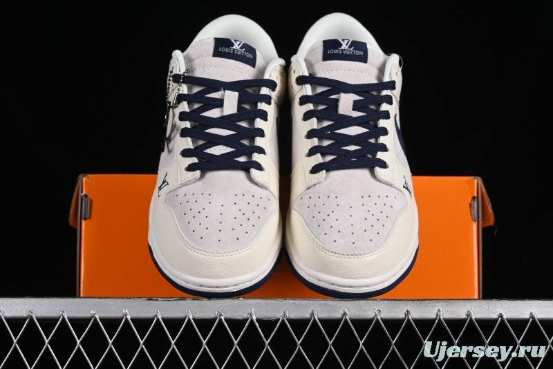 Nike SB Dunk Low LV Collaboration - Suede Navy Blue Anniversary High-End Custom Low-Top Casual Sneakers - FC1688-134