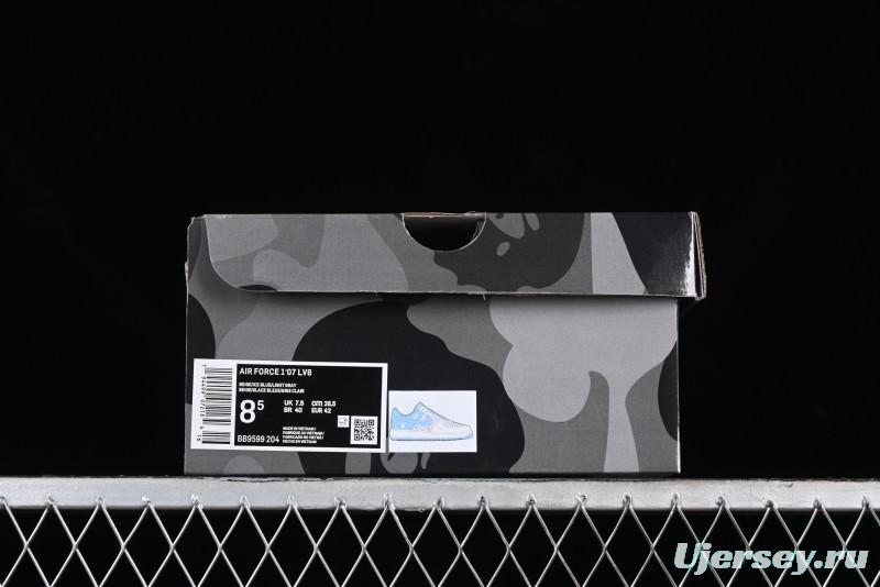 Nike Air Force 1 '07 Low Bape Collaboration - Light Grey Blue Casual Sneakers BB9599-204