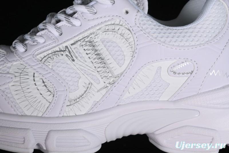 Dior Chrono Round Toe Lace-Up Lifestyle Casual Running Shoes - 10W WHITE