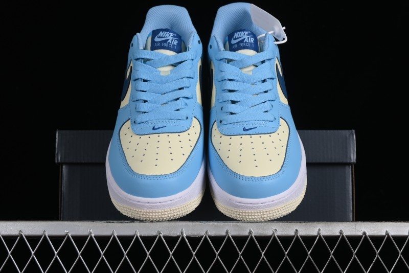 Nike Air Force 1 '07 Low White Blue Color Blocking Casual Sneakers - HF4837-407