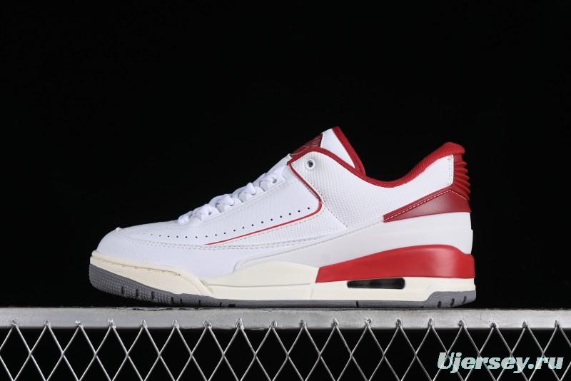 Nike Air Jordan 2/3 Retro Low Top Basketball Shoes in White/Red - FD0383-161