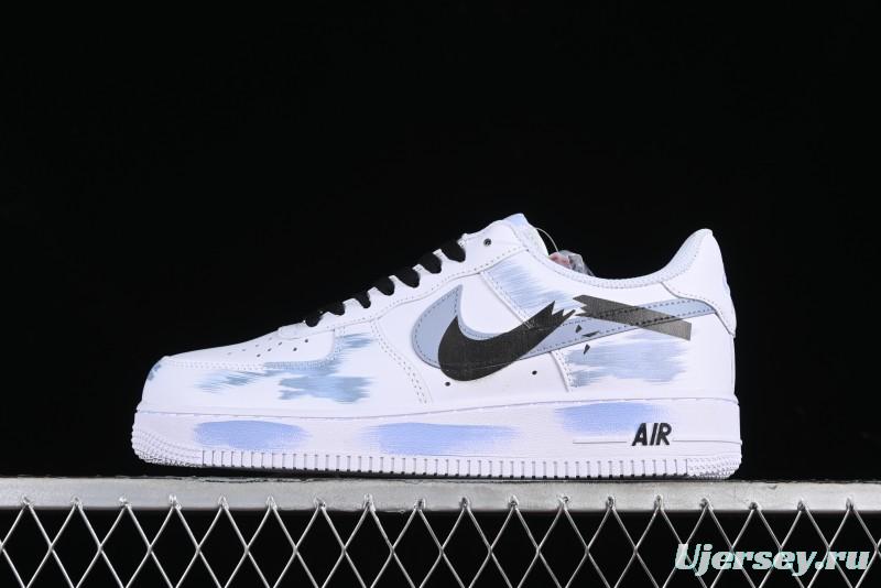 Nike Air Force 1 '07 Low Casual Sneakers with Two-Tone Shadow Swoosh and Custom Anime Art - CW2288-111