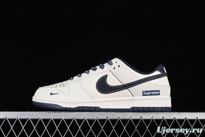 Nike SB Dunk Low Supreme Collaboration - Dark Blue Canvas Anniversary High-End Custom Low-Top Casual Skate Shoes - BB6698-511